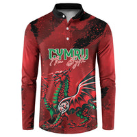 Wales Rugby National Heritage Custom Button Sweatshirt Red Dragon Inspired Edition