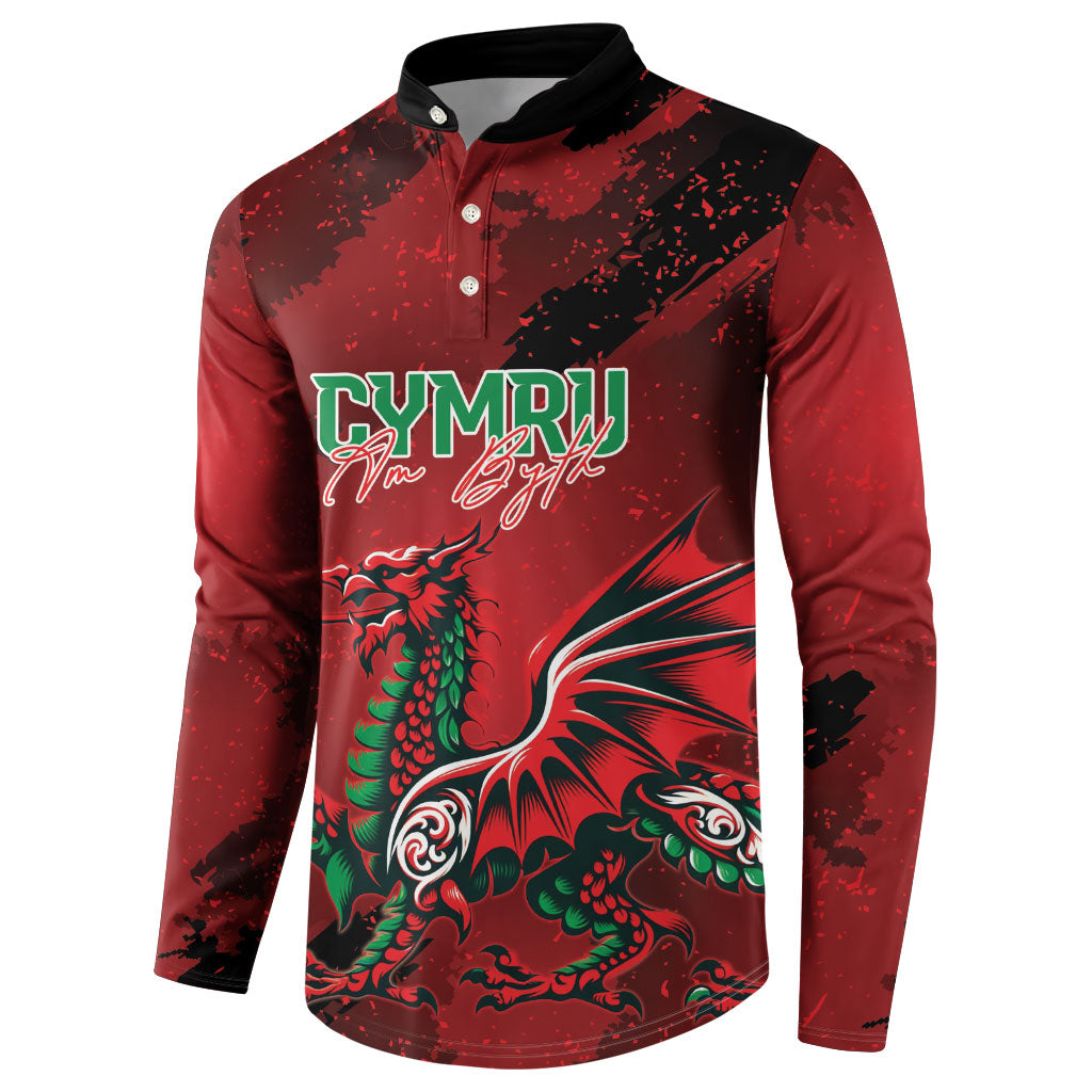 Wales Rugby National Heritage Custom Button Sweatshirt Red Dragon Inspired Edition