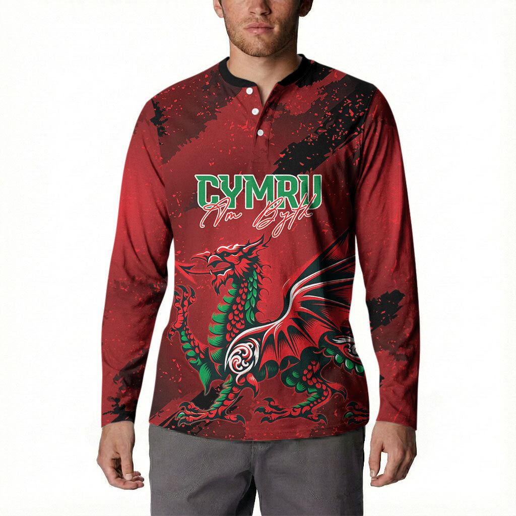 Wales Rugby National Heritage Custom Button Sweatshirt Red Dragon Inspired Edition
