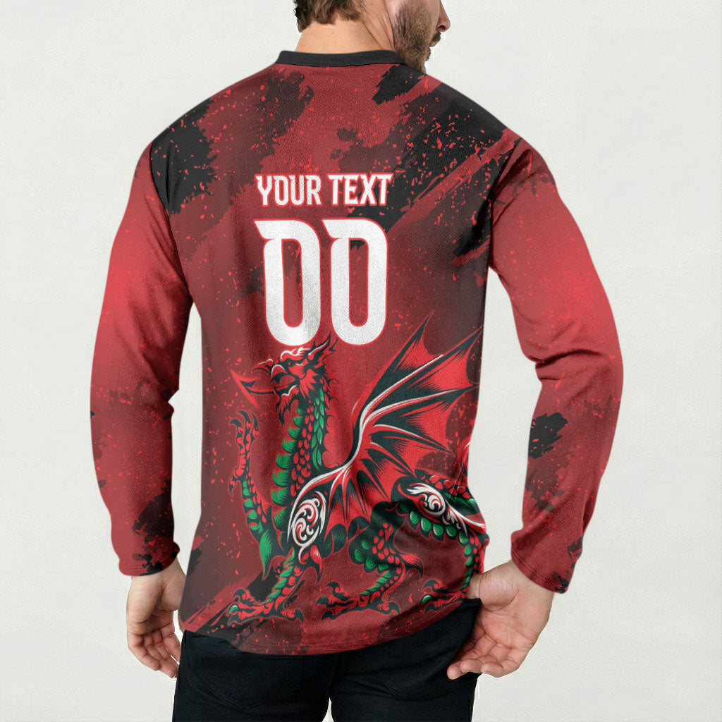 Wales Rugby National Heritage Custom Button Sweatshirt Red Dragon Inspired Edition