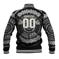 Italy Rugby Concept Custom Baseball Jacket Black and White Mandala Inspired