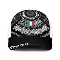 Italy Rugby Concept Personalized Baseball Net Cap Black and White Mandala Inspired