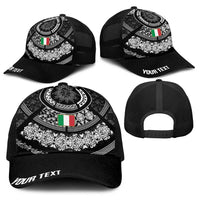 Italy Rugby Concept Personalized Baseball Net Cap Black and White Mandala Inspired