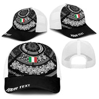 Italy Rugby Concept Personalized Baseball Net Cap Black and White Mandala Inspired