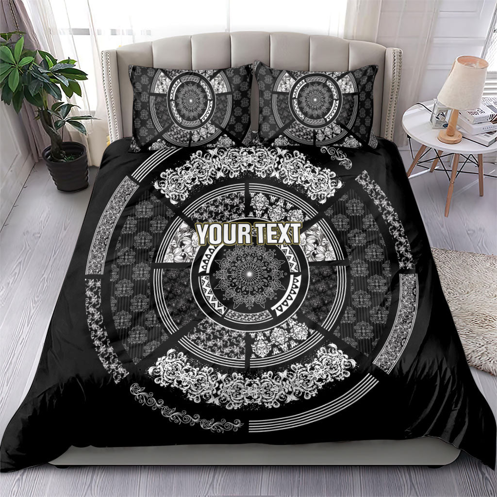 Italy Rugby Concept Custom Bedding Set Black and White Mandala Inspired