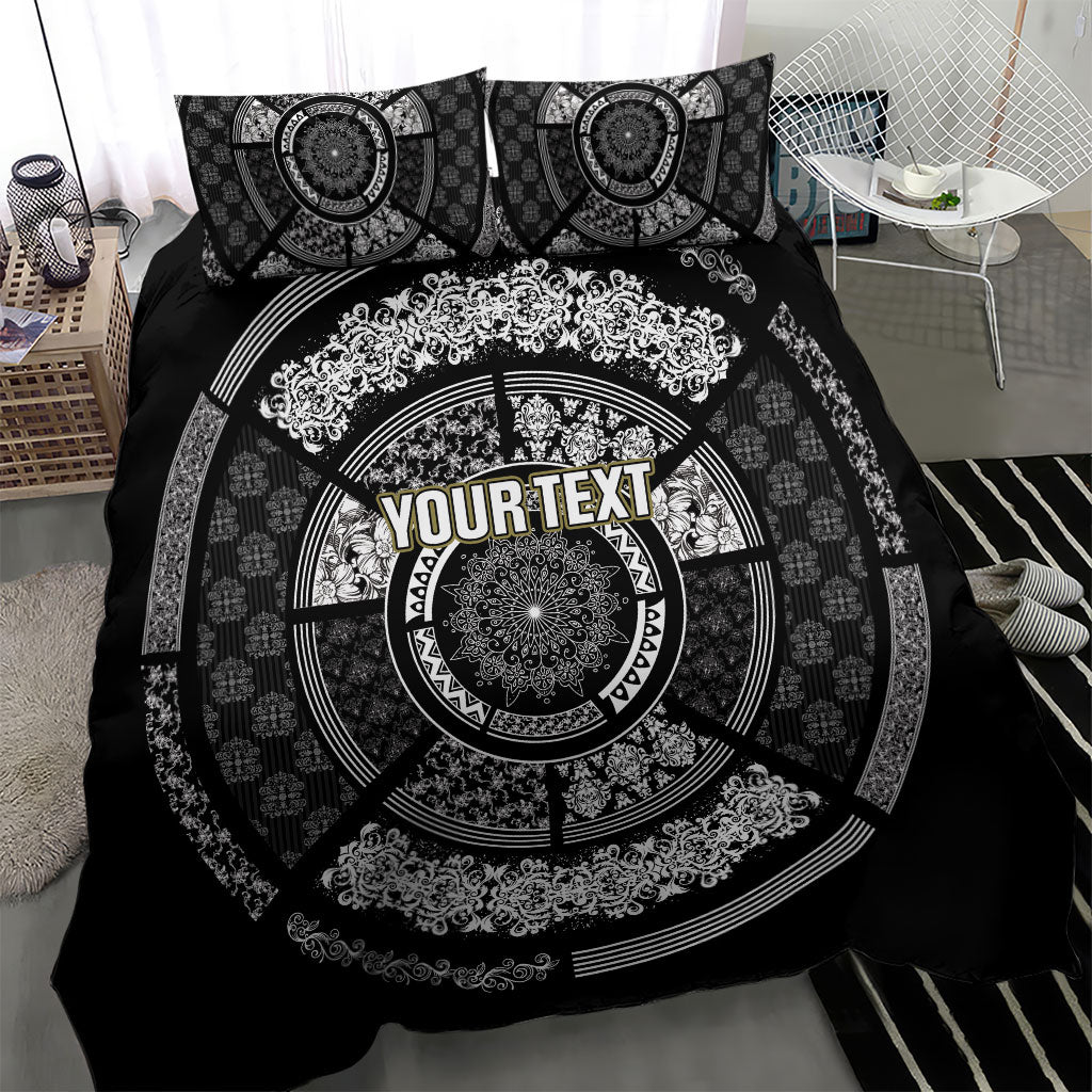 Italy Rugby Concept Custom Bedding Set Black and White Mandala Inspired