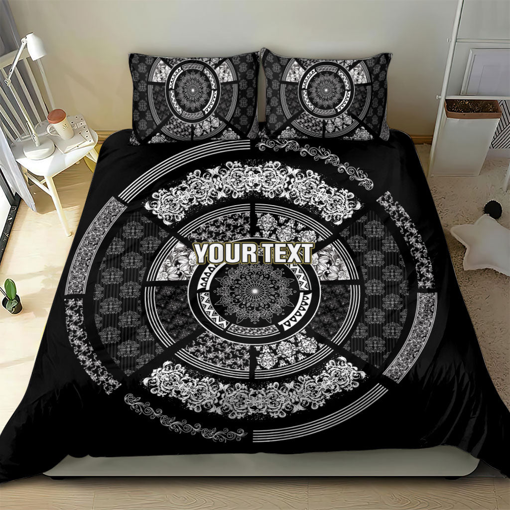 Italy Rugby Concept Custom Bedding Set Black and White Mandala Inspired