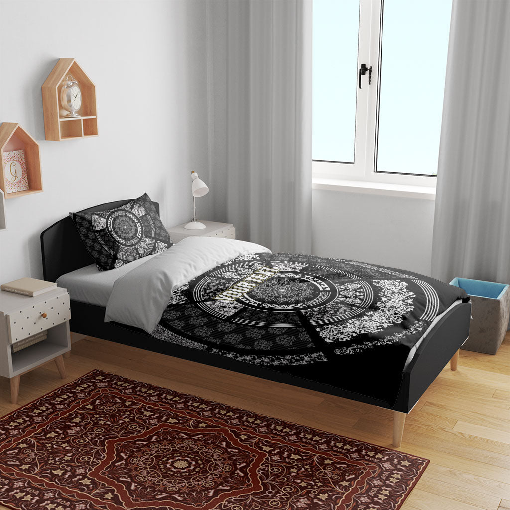 Italy Rugby Concept Custom Bedding Set Black and White Mandala Inspired