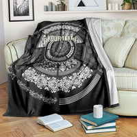 Italy Rugby Concept Custom Blanket Black and White Mandala Inspired