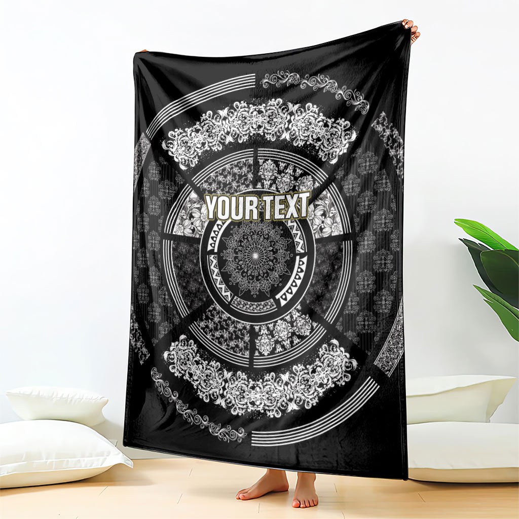 Italy Rugby Concept Custom Blanket Black and White Mandala Inspired