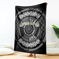 Italy Rugby Concept Custom Blanket Black and White Mandala Inspired