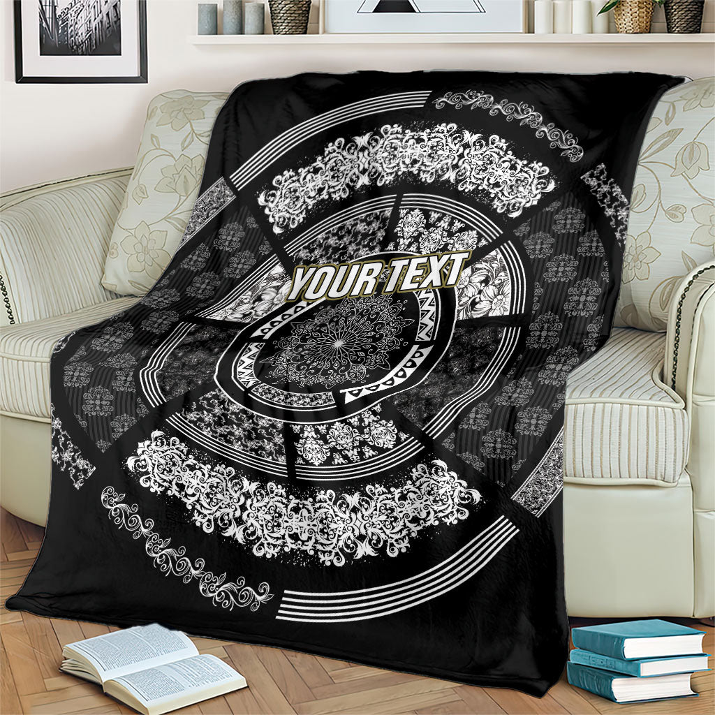 Italy Rugby Concept Custom Blanket Black and White Mandala Inspired