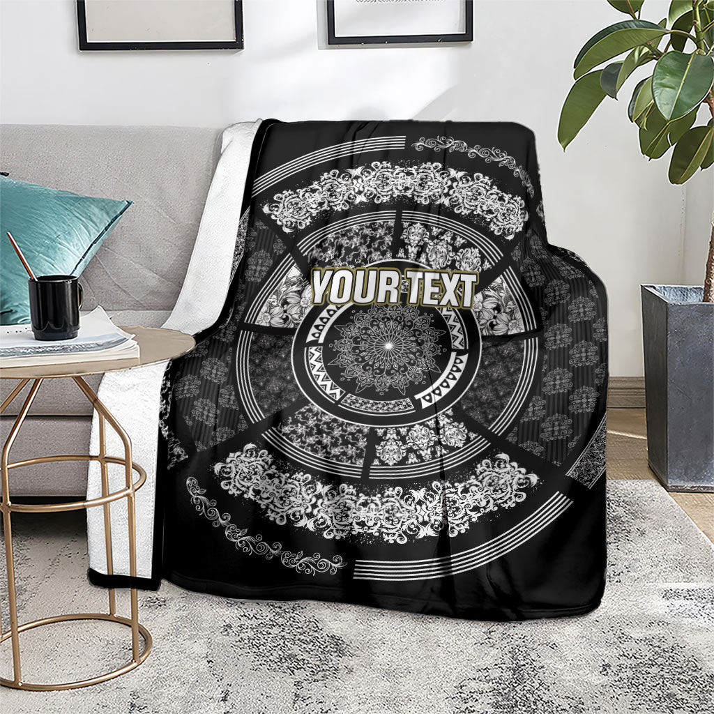 Italy Rugby Concept Custom Blanket Black and White Mandala Inspired