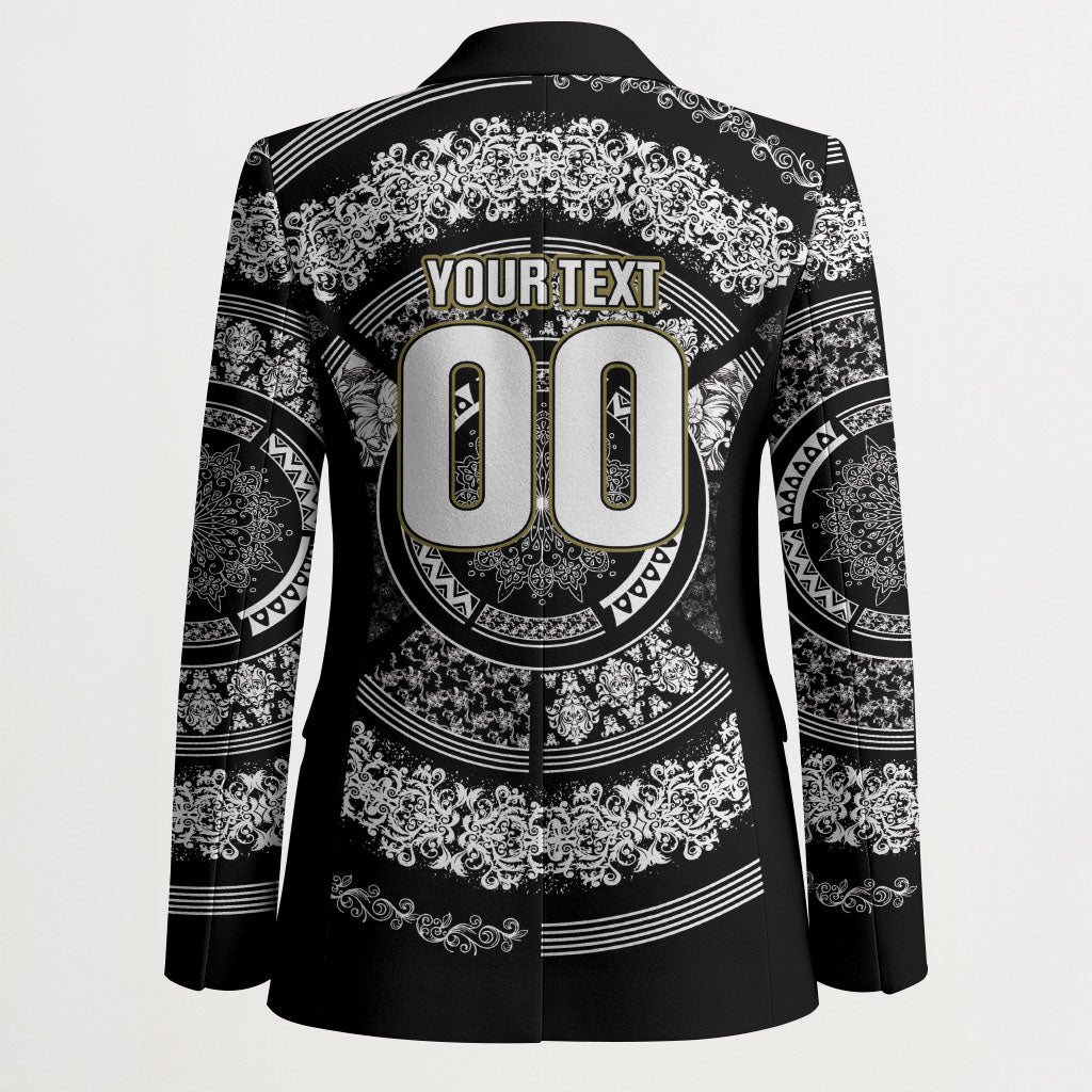 Italy Rugby Concept Custom Blazer Black and White Mandala Inspired