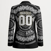 Italy Rugby Concept Custom Blazer Black and White Mandala Inspired