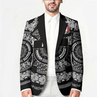 Italy Rugby Concept Custom Blazer Black and White Mandala Inspired
