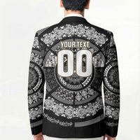 Italy Rugby Concept Custom Blazer Black and White Mandala Inspired