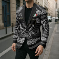 Italy Rugby Concept Custom Blazer Black and White Mandala Inspired