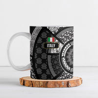 Italy Rugby Concept Custom Ceramic Mug Black and White Mandala Inspired