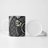 Italy Rugby Concept Custom Ceramic Mug Black and White Mandala Inspired