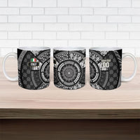 Italy Rugby Concept Custom Ceramic Mug Black and White Mandala Inspired