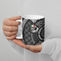Italy Rugby Concept Custom Ceramic Mug Black and White Mandala Inspired