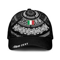 Italy Rugby Concept Personalized Classic Cap Black and White Mandala Inspired