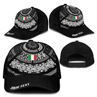 Italy Rugby Concept Personalized Classic Cap Black and White Mandala Inspired