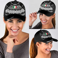 Italy Rugby Concept Personalized Classic Cap Black and White Mandala Inspired