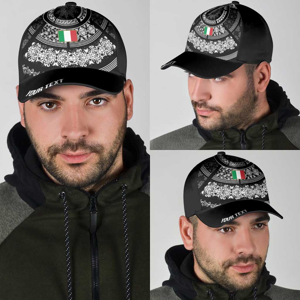 Italy Rugby Concept Personalized Classic Cap Black and White Mandala Inspired