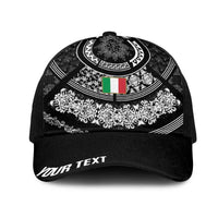 Italy Rugby Concept Personalized Mesh Trucker Cap Black and White Mandala Inspired