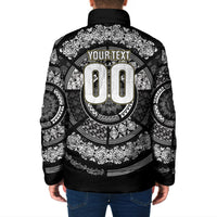 Italy Rugby Concept Custom Padded Jacket Black and White Mandala Inspired