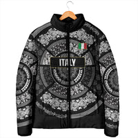 Italy Rugby Concept Custom Padded Jacket Black and White Mandala Inspired