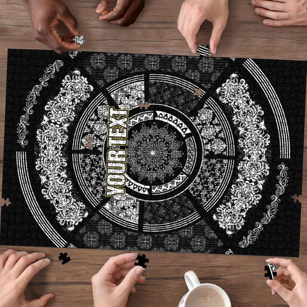 Italy Rugby Concept Custom Puzzle Black and White Mandala Inspired