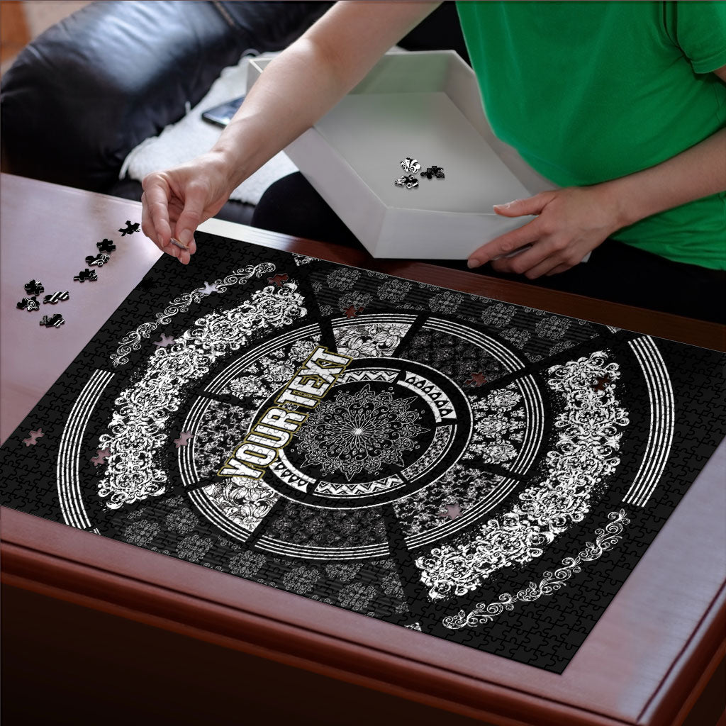 Italy Rugby Concept Custom Puzzle Black and White Mandala Inspired