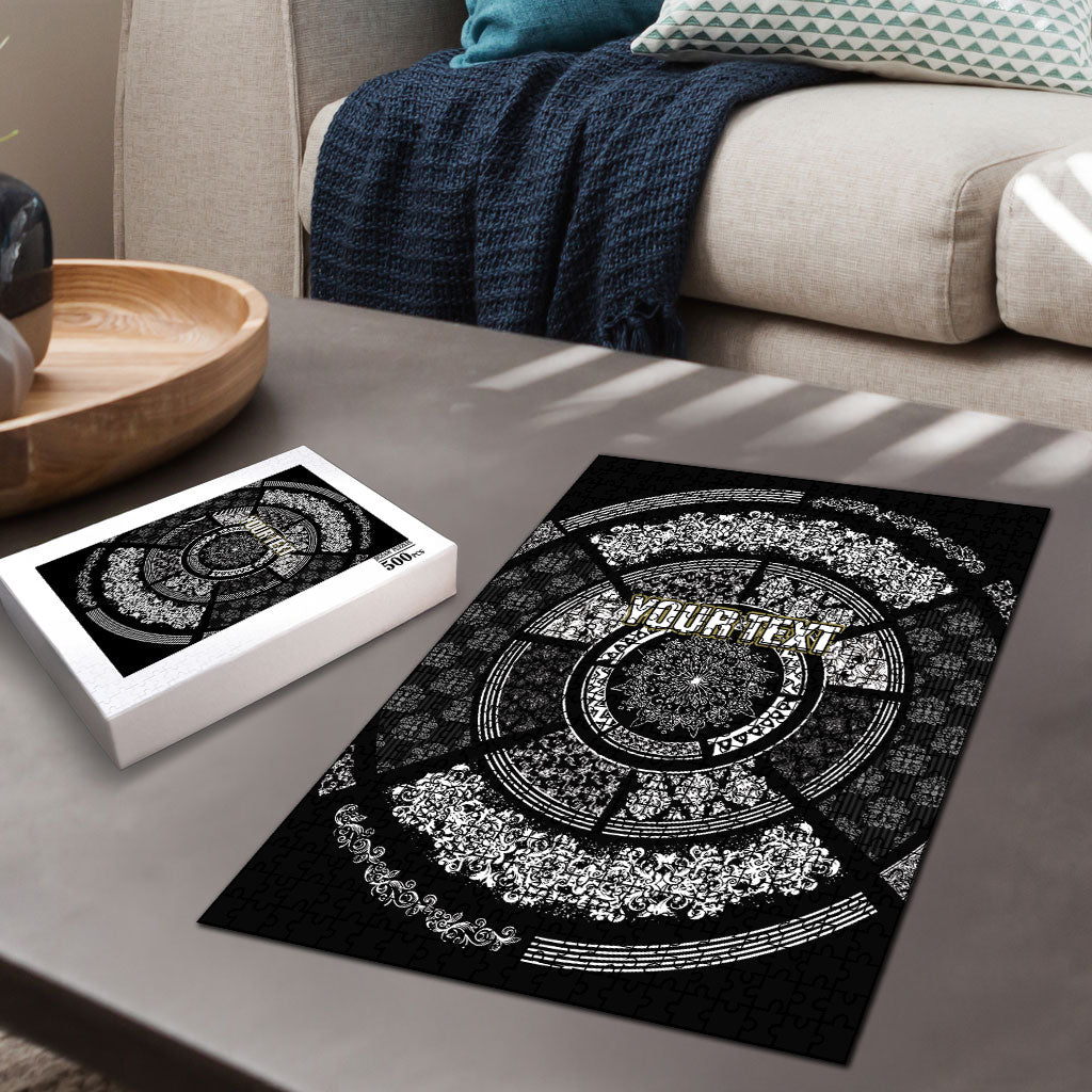 Italy Rugby Concept Custom Puzzle Black and White Mandala Inspired