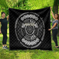Italy Rugby Concept Custom Quilt Black and White Mandala Inspired