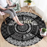 Italy Rugby Concept Custom Round Carpet Black and White Mandala Inspired