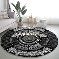 Italy Rugby Concept Custom Round Carpet Black and White Mandala Inspired
