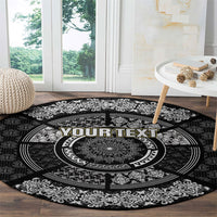 Italy Rugby Concept Custom Round Carpet Black and White Mandala Inspired