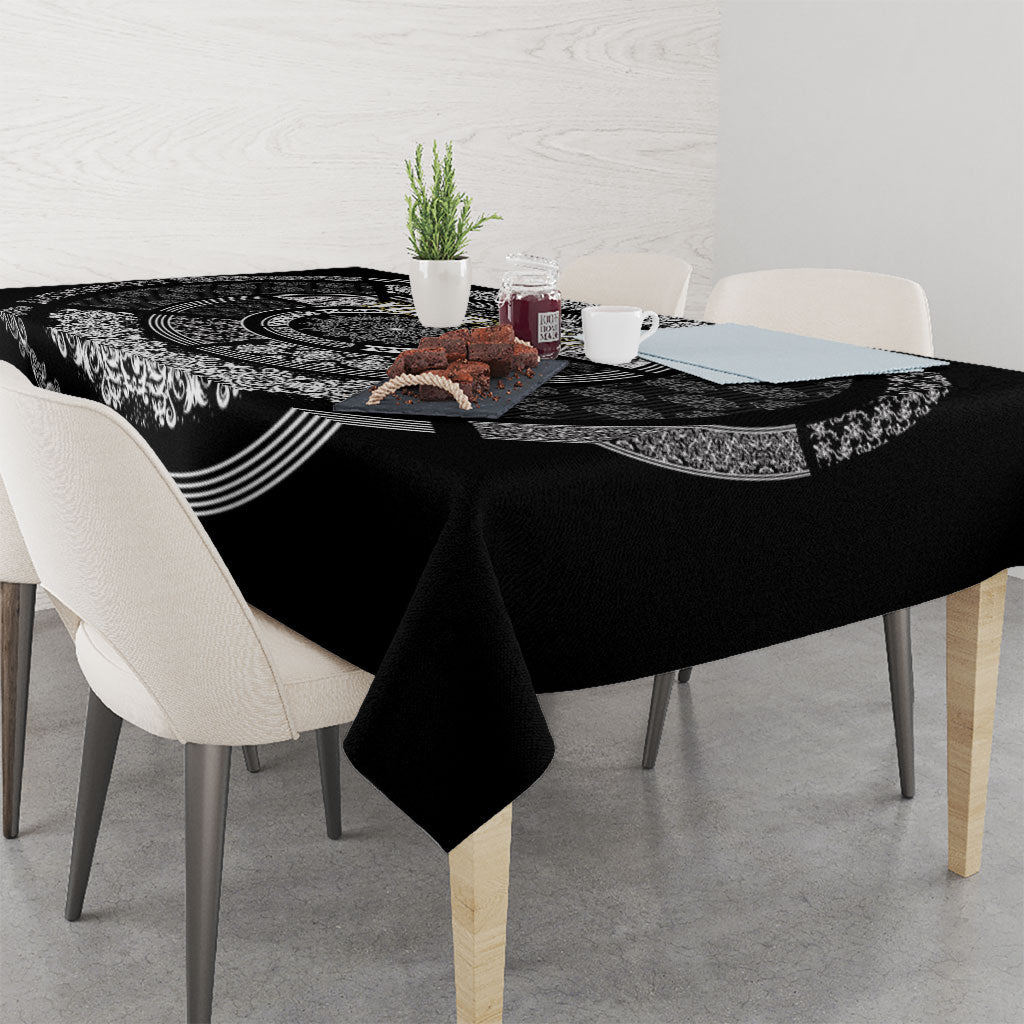 Italy Rugby Concept Custom Tablecloth Black and White Mandala Inspired