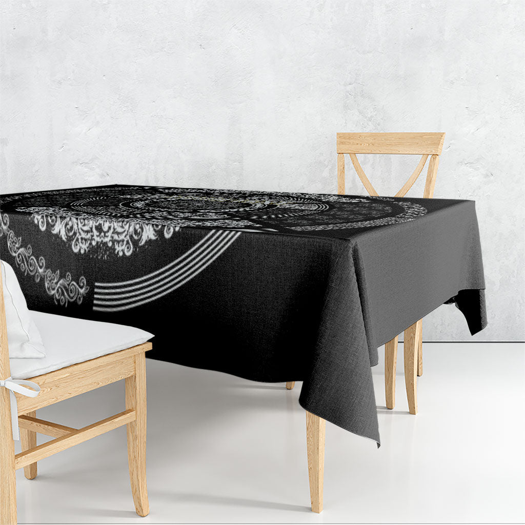 Italy Rugby Concept Custom Tablecloth Black and White Mandala Inspired