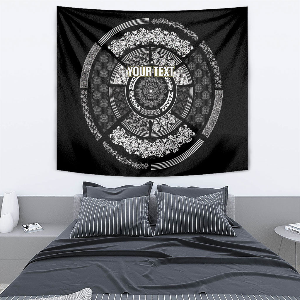 Italy Rugby Concept Custom Tapestry Black and White Mandala Inspired