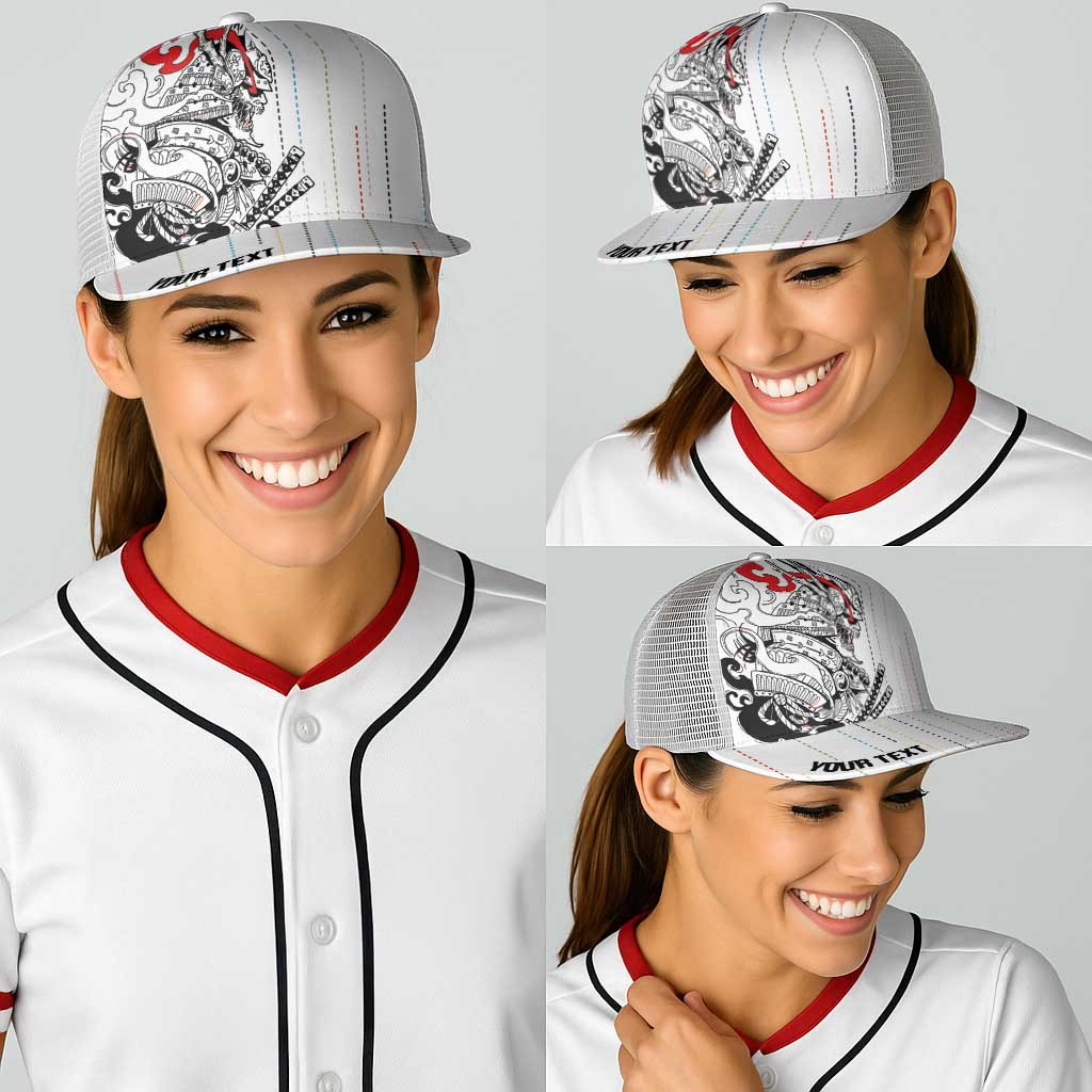 Japan Rugby National Heritage Personalized Baseball Net Cap Traditional Sashiko Inspired