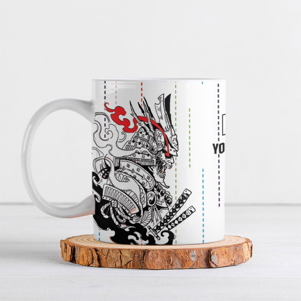 Japan Rugby National Heritage Custom Ceramic Mug Traditional Sashiko Inspired