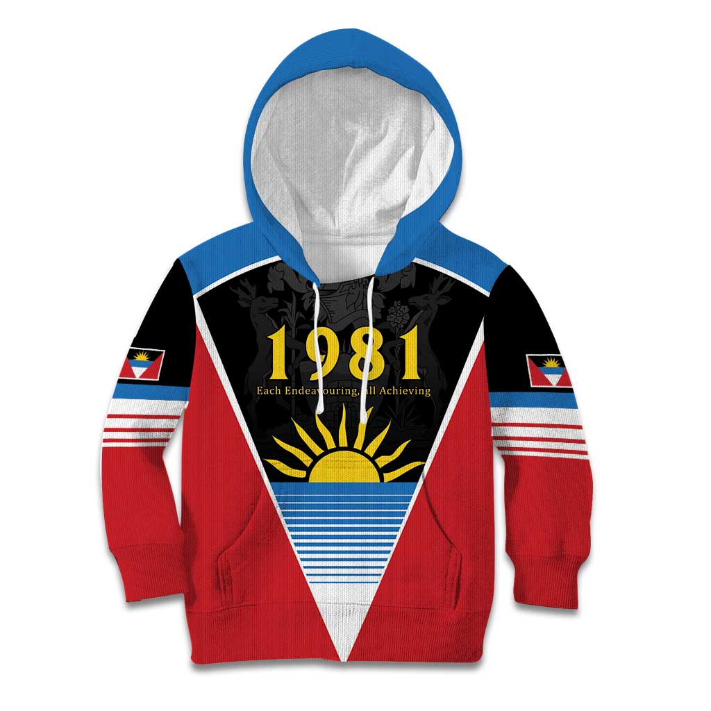 Antigua and Barbuda 1981 Kid Hoodie Each Endeavouring All Achieving - Wonder Print Shop