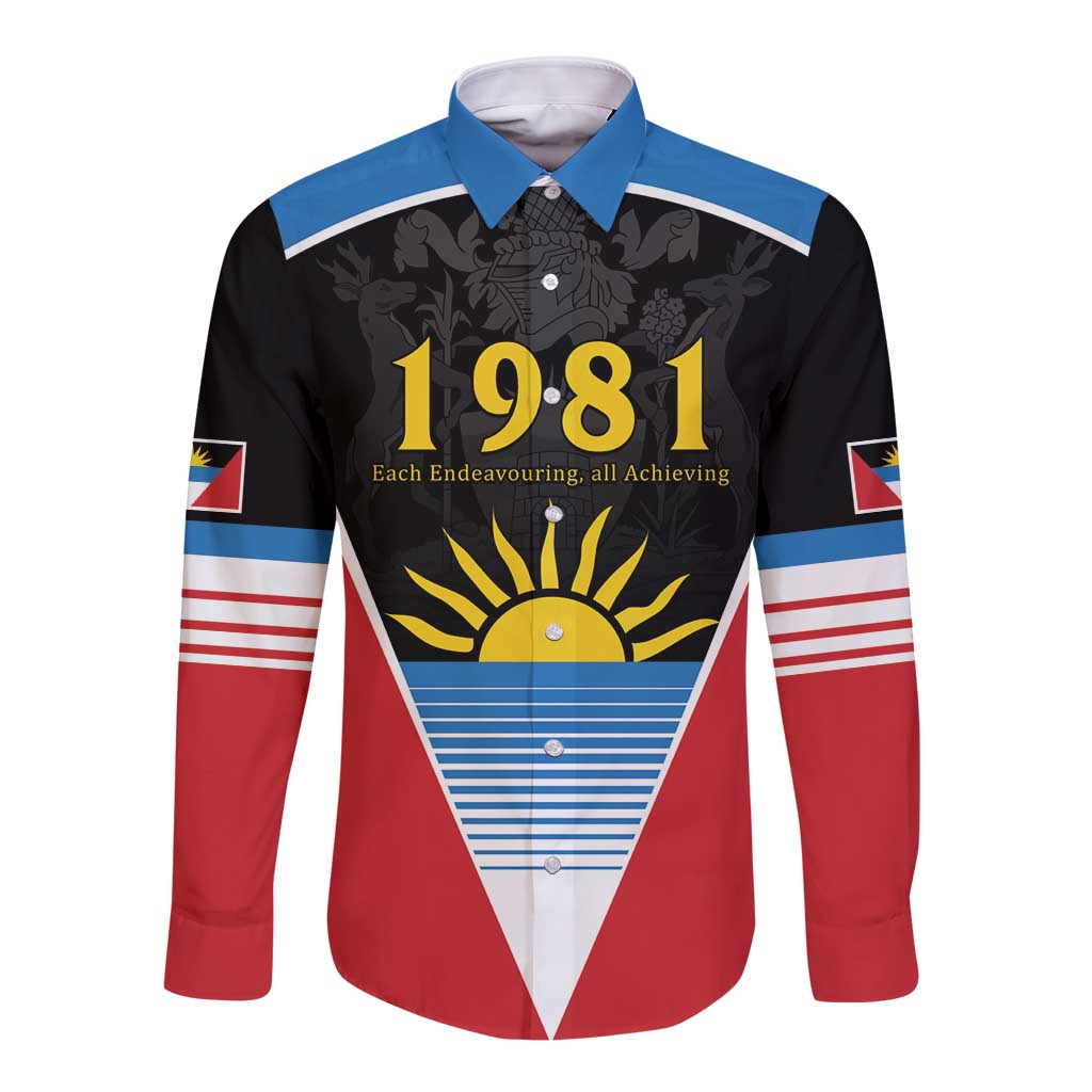 Antigua and Barbuda 1981 Long Sleeve Button Shirt Each Endeavouring All Achieving - Wonder Print Shop