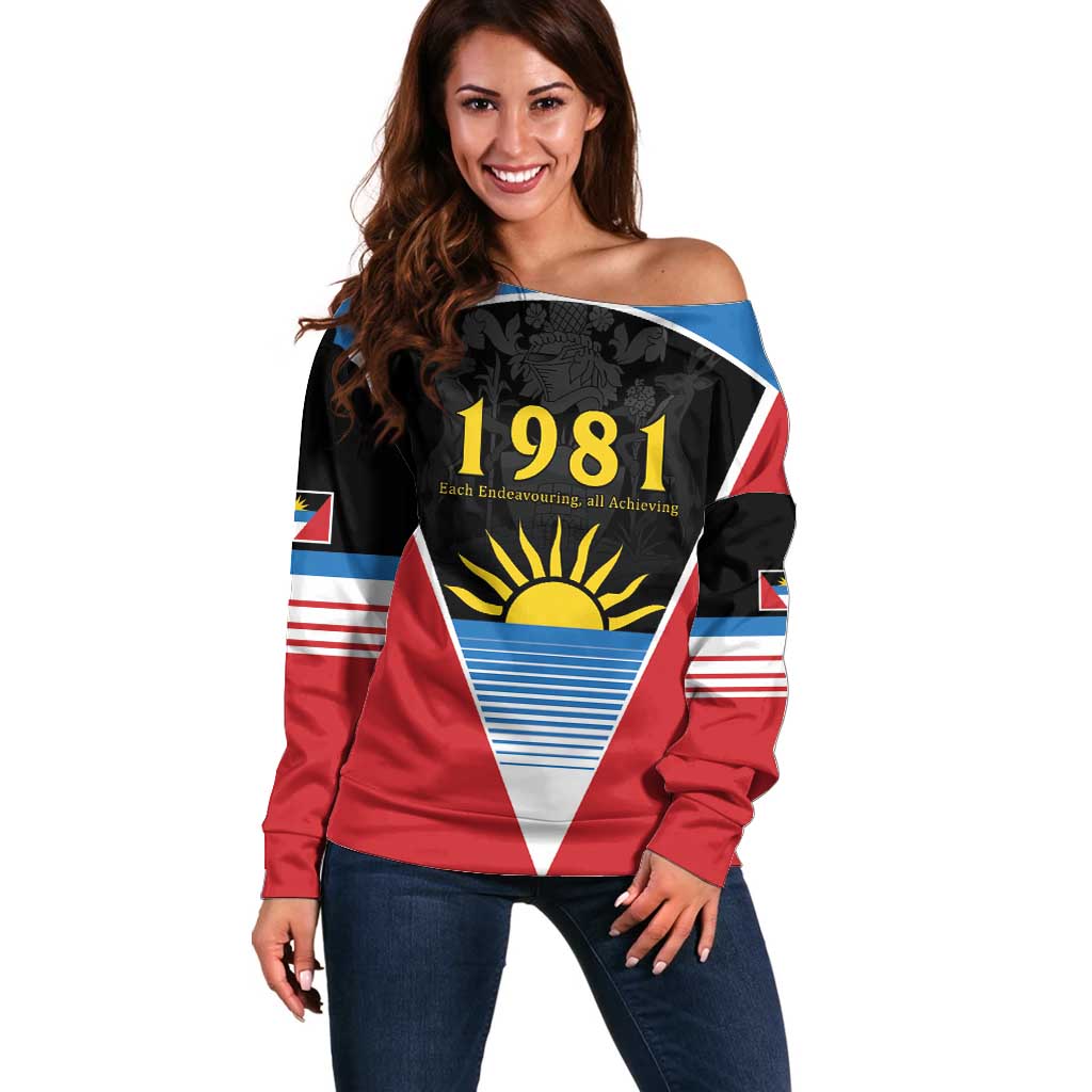 Antigua and Barbuda 1981 Off Shoulder Sweater Each Endeavouring All Achieving - Wonder Print Shop