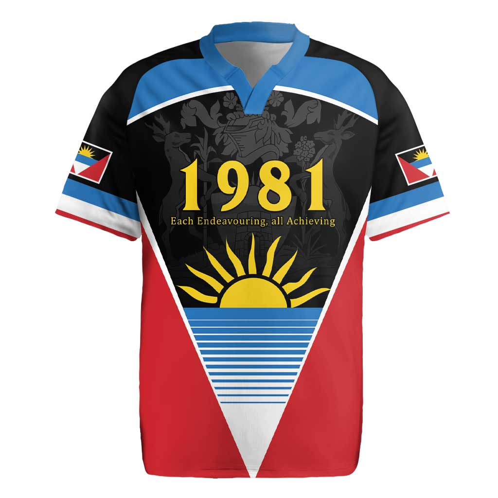 Antigua and Barbuda 1981 Rugby Jersey Each Endeavouring All Achieving - Wonder Print Shop