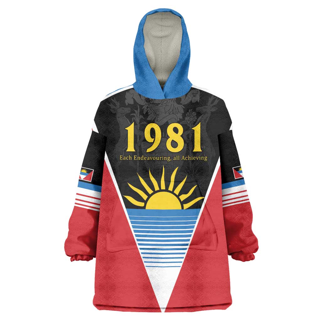 Antigua and Barbuda 1981 Wearable Blanket Hoodie Each Endeavouring All Achieving - Wonder Print Shop